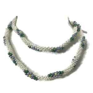 Cluster Faux Pearl Rope Necklace White Blue Green Yellow Womens Jewelry Gift